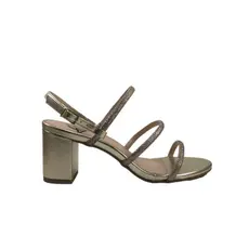Sandália Layla Salto Bloco Metalizada Dourada Cival Shoes