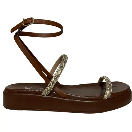 Sandalia Feminina Papete Brilho Cival Shoes