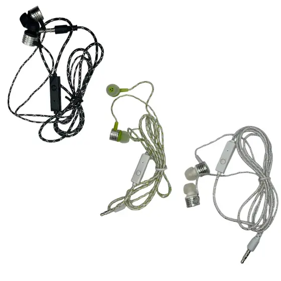 Fone de Ouvido FON03 Intra Auricular C/ Fio Entrada P2 Microfone Controle de Musica Cores Variadas