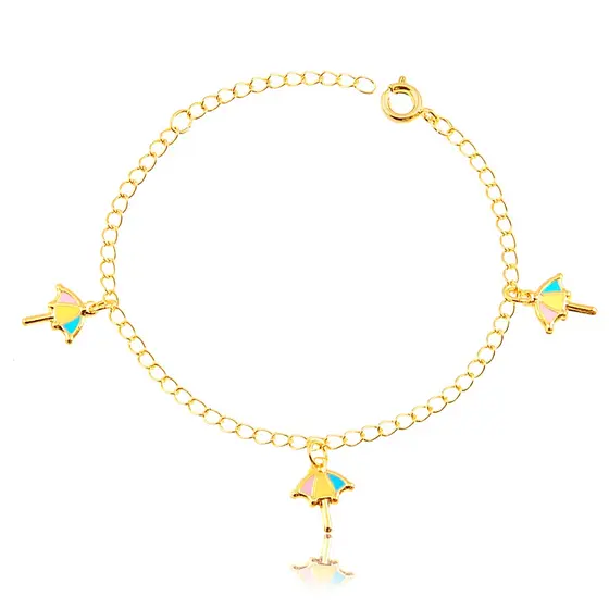 Pulseira Banho de Ouro 18K Infantil Guarda Sol (15cm + 3cm)