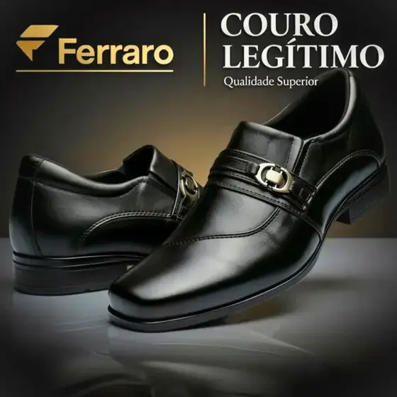 SAPATO SOCIAL MASCULINO PRETO EM COURO LEGITIMO ELEGANTE