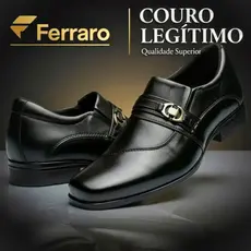 SAPATO SOCIAL MASCULINO PRETO EM COURO LEGITIMO ELEGANTE