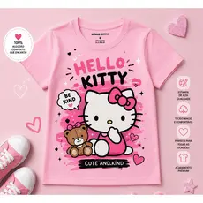 Camiseta Hello Kitty CUTE Infantil Juvenil Blusa em Algodão Tecido Premium