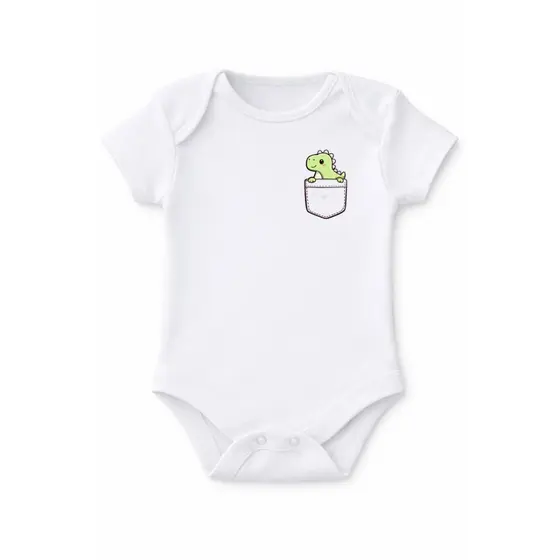 Body para Bebês Estampado Dinossauro CUTE Tecido 100% Algodão UNISSEX