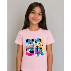 Camiseta Infantil Feminina Minnie Estampada Algodão Tecido Macio Confortável Blusinha CUTE