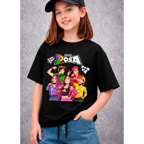 Blusa Dos Rosas Emilly Vick Camiseta Infantil e Juvenil em Algodão Tecido Macio com Ótimo Caimento