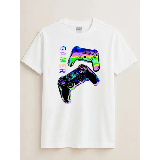 Camisa Infantil Juvenil 100 Algodão Gamer Roxo Purple Urban
