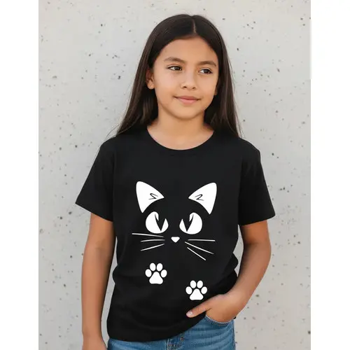 Camiseta Infantil Juvenil Menina Gatinho Fofo 100% Algodão Kids Moda