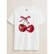 Camisa Infantil e Adulta Menina Cerejas Cherry Super Confortável