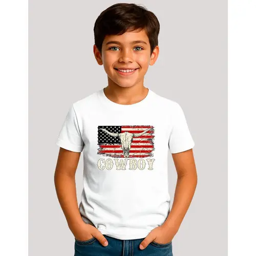 Camiseta Infantil Country Cowboy Peão Western Rústico Agro