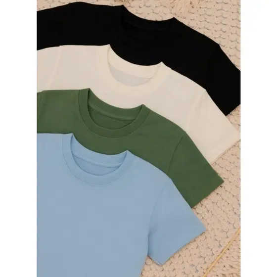Blusa Infantil Menino Kit 4 peças Camiseta Lisa Algodão Tecido Macio