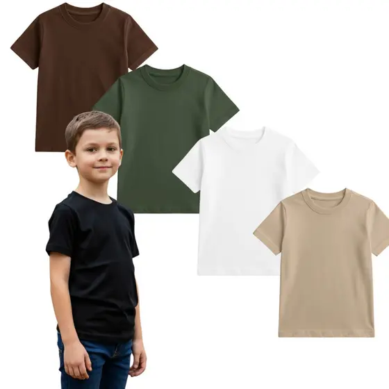 Kit 5 Camisetas Infantil 100% Algodão – Básicas Unissex Manga Curta