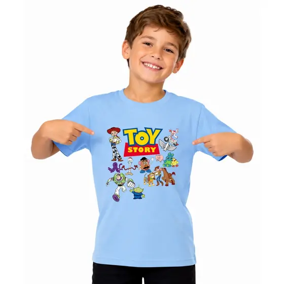 Camiseta Toy Story Infantil Juvenil Unissex Tecido em Algodão