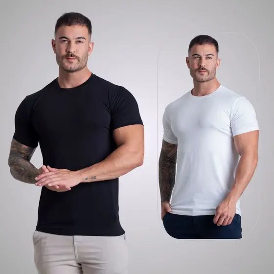Kit 2 Camisetas de Algodão Egípcio Camisa Malha Egípcia Original Com Elastano