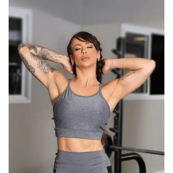 Top Croped Duas Alcinhas Com Bojo Academia Fitness Plus Size Alça Fina Suplex poliéster