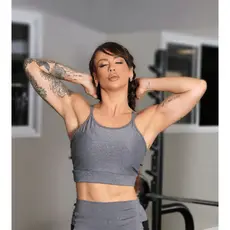 Top Croped Duas Alcinhas  Com Bojo Academia Fitness  Plus Size Alça Fina Suplex poliéster