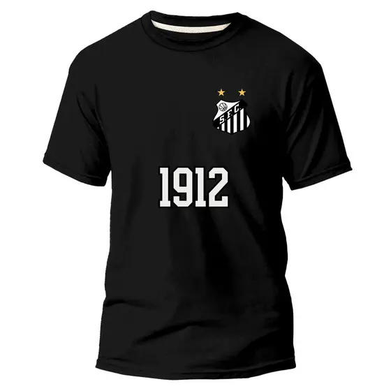 Camiseta Futebol Algodão Camisa Estampa Santos Futebol Clube 1912 Peixe Blusa Confortável Esporte