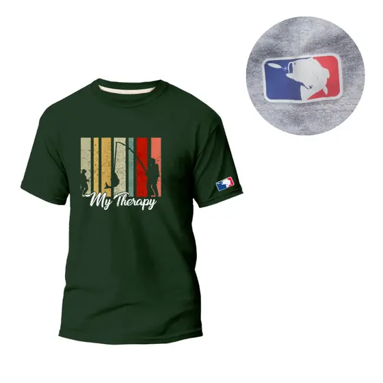 camisetas básicas 100% algodão com estampas de pesca my terapy