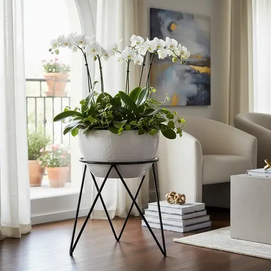 Suporte para Vaso Tripé Decorativo Estrutura Reforçada Ideal para Jardim Varanda e Casa