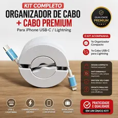 Organizador cabo Premium, organizador + cabo de brinde