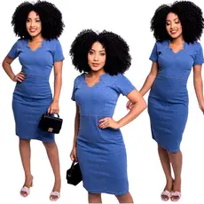 Vestido Jeans Feminino Midi Vestido Com Elastano Confortável Moderno