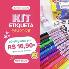 Adesivo Etiqueta Escolar Personalizada | Kit 90 Unidades | À Prova D’Água ou Fotográfico | Vários Temas