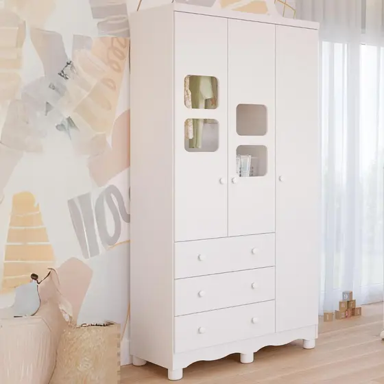 Guarda Roupa infantil Uli 3 Portas e 3 Gavetas 100% MDF