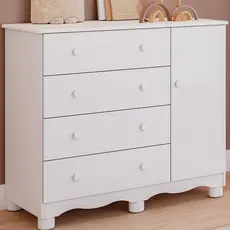Cômoda Infantil 4 Gavetas 1 Porta Lisa Junior 100% MDF Faura