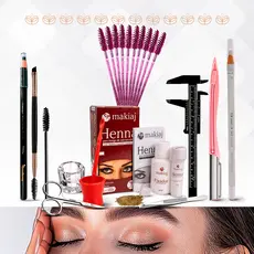 Kit Sobrancelha Profissional Henna Navalha paquimetro tesoura pincel lápis dermatografico escovinha