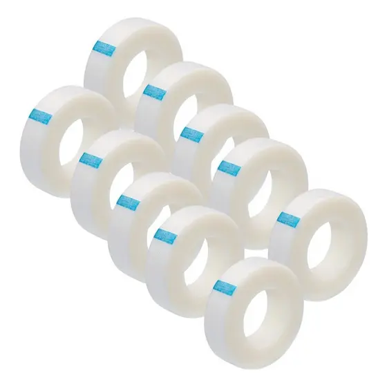KIT 5/10/20 Fitas Transpore Adesiva Transparente Antialégica para Extensão de Cílios 10m