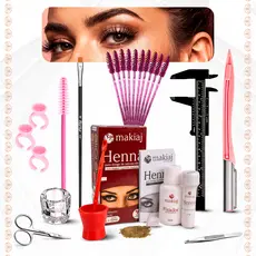 Kit Design para Sobrancelhas Henna Makiaj Hipoalergênica Paquimêtro Navalha Completo