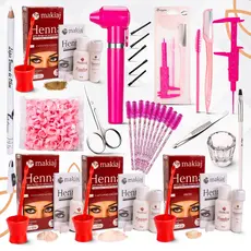 kit design de sobrancelhas profissional completo henna mixer paquimetro dappen lápis pinça batoque