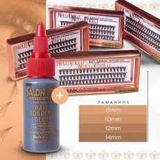 Conjunto de Cola 30ml Salon Pro + Caixa Com Cílios postiços 6D MINK NEW SHOW - Tufos Sem nó