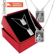 Escapulário Corrente De Prata 925 Cordão Italiano Sagrado Coração de Jesus