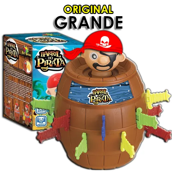 Barril Pirata Original Brinquedo Infantil Jogo Tabuleiro Pula Família Inmetro Menino Menina 4+ Anos