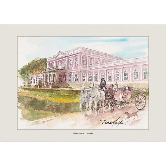 Pintura em Aquarela Museu Imperial - Petrópolis | Quadro Decorativo | Decoração Elegante | A4