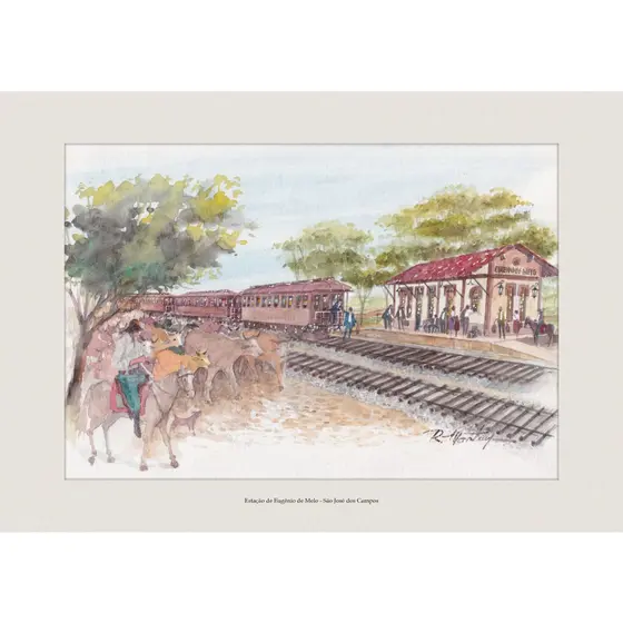 Pintura em Aquarela Estação de Eugênio de Melo - São José dos Campos | Quadro Decorativo | A4