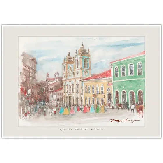 Igreja Nossa Senhora do Rosário dos Homens Pretos - Salvador | Arte para Quadro Decorativo | A4