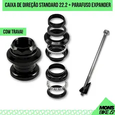 Caixa de Direção Bike Standard P/ Garfo Fino Rosca 21,1mm + Parafuso Expander Mesinha Standar