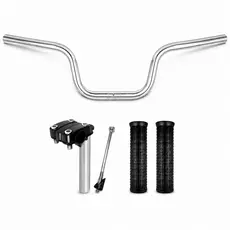 Kit Guidão Bike Alto Tipo Moto Cg Titan Cromado Preto +Mesa Mesinha Suporte +Par Manoplas bicicleta