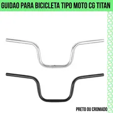 Guidão Para Bicicleta Tipo Moto Cg Titan Bike Alto Retrô Cromado ou Preto CG 150