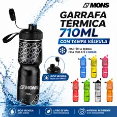 Garrafinha Caramanhola Termica para Bike Squeeze Esportes Ciclismo 710ml Bico Válvula Automática