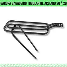Garupa Bagageiro Tubular de Aço Preto Bike Aro 20 à 26 Bike Bicicleta Articulado