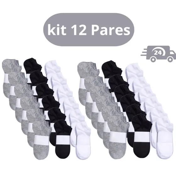 Kit 3 a 12 Pares De Meia Soquete Unissex
