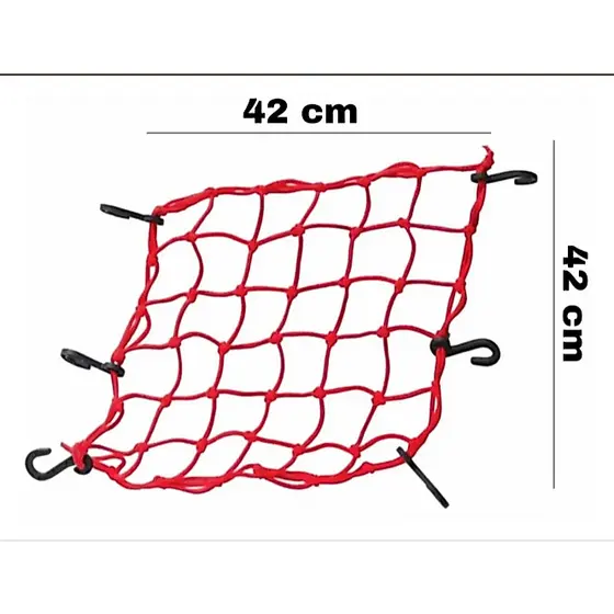 Redinha Elástica Aranha Capacete e Bagageiro de Moto  -  42x42cm VERMELHA