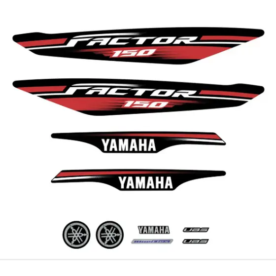 JOGO FAIXAS ADESIVO YBR FACTOR 150 2018 MOTO BRANCA / VERMELHA / PRETA