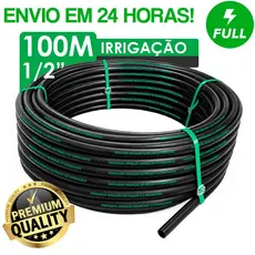 Mangueira Irrigação Gotejamento 1/2 Plástica Rolo Com 100 Metros SEM FUROS Reforçada SELO Verde/Azul