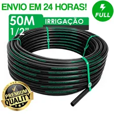 Mangueira Irrigação Gotejamento 1/2 Plástica Rolo Com 50 Metros SEM FUROS Reforçada Selo Verde/Azul