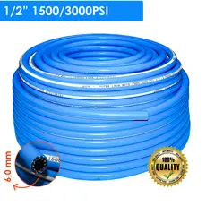Mangueira Lava Auto Alta Pressão 1500/3000 PSI Flexível Reforçada 1/2 x 6mm 10/15/20/30 Metros Azul