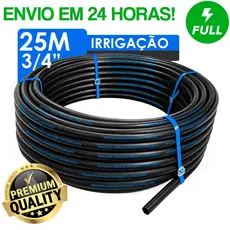 Mangueira Irrigação Gotejamento 3/4 Plástica Rolo Com 25 Metros SEM FUROS Reforçada Selo Azul